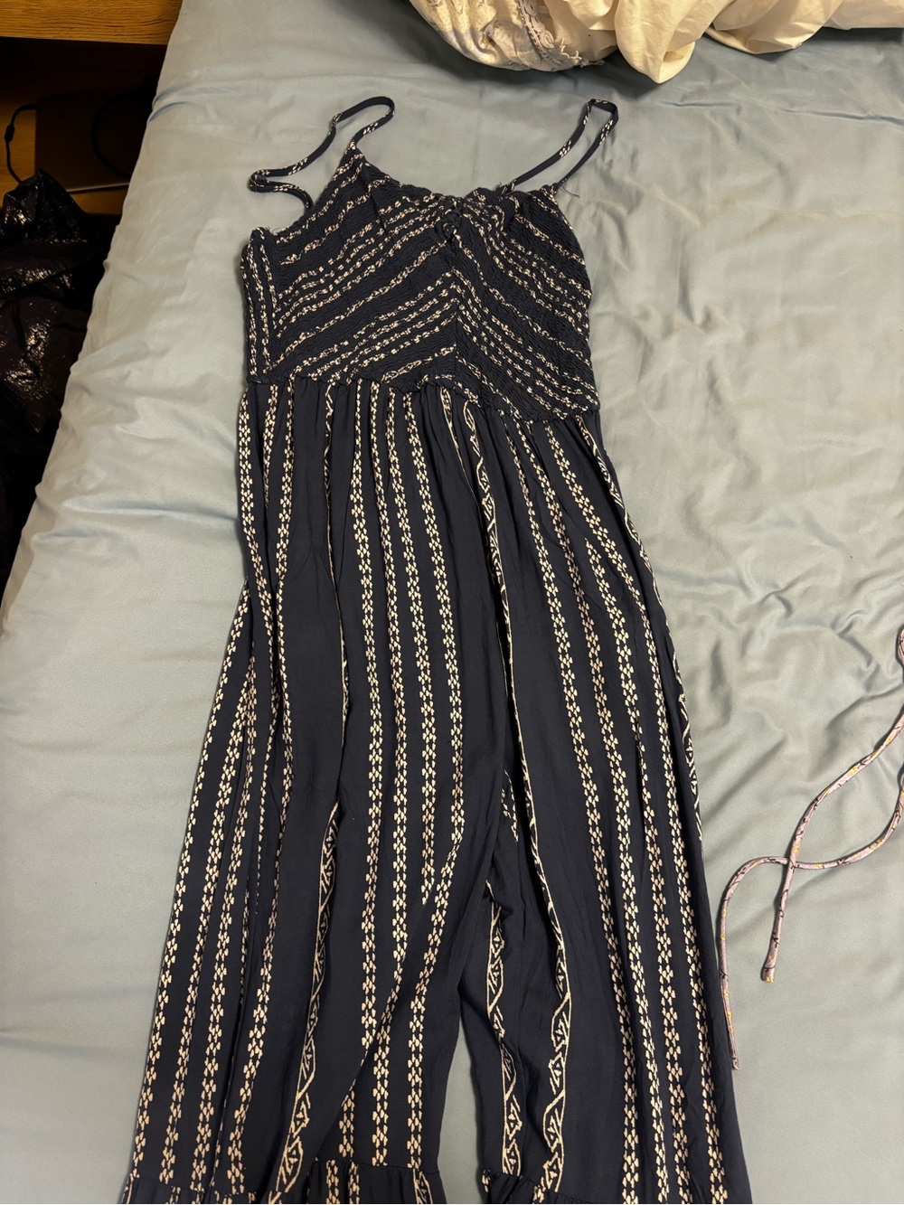 Women's Navy Striped Sleeveless Jumpsuit